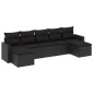 vidaXL Set de comedor de jardín 7 pzas y cojines ratán sintético negro