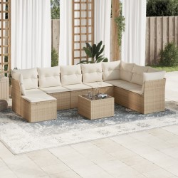 vidaXL Set de sofás de jardín 9 pzas con cojines ratán sintético beige