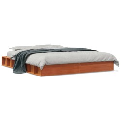 vidaXL Estructura de cama madera maciza pino marrón cera 160x200 cm