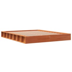 vidaXL Estructura de cama madera maciza pino marrón cera 160x200 cm