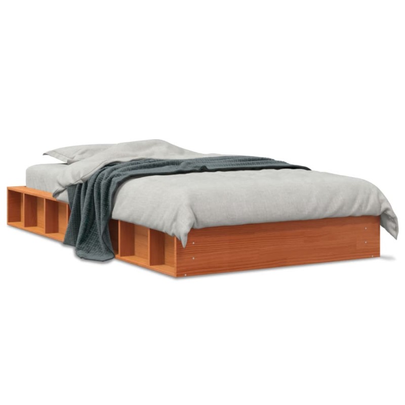 vidaXL Estructura de cama madera maciza pino marrón cera 100x200 cm vidaXL Estructura de cama madera maciza pino marrón cera 100x200 cm