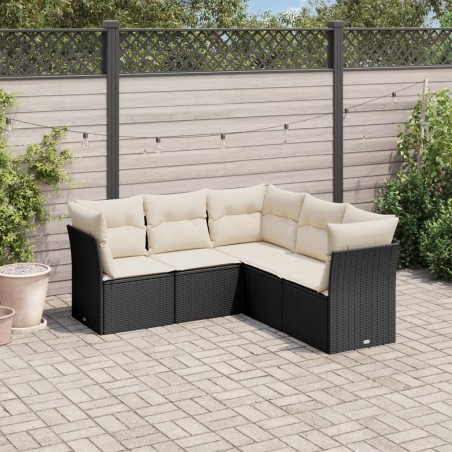 vidaXL Set de muebles de jardín 5 pzas y cojines ratán sintético negro