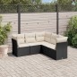 vidaXL Set de muebles de jardín 5 pzas y cojines ratán sintético negro vidaXL Set de muebles de jardín 5 pzas y cojines ratán sintético negro