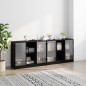 vidaXL Estantería con puertas madera de ingeniería negro 204x37x75 cm vidaXL Estantería con puertas madera de ingeniería negro 204x37x75 cm
