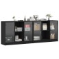 vidaXL Estantería con puertas madera de ingeniería negro 204x37x75 cm vidaXL Estantería con puertas madera de ingeniería negro 204x37x75 cm