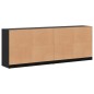 vidaXL Estantería con puertas madera de ingeniería negro 204x37x75 cm vidaXL Estantería con puertas madera de ingeniería negro 204x37x75 cm