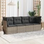 vidaXL Set de sofás de jardín 4 pzas y cojines ratán sintético gris vidaXL Set de sofás de jardín 4 pzas y cojines ratán sintético gris