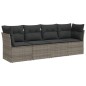 vidaXL Set de sofás de jardín 4 pzas y cojines ratán sintético gris vidaXL Set de sofás de jardín 4 pzas y cojines ratán sintético gris
