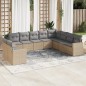 vidaXL Juego de sofás jardín con cojines beige 10 pzas ratán sintético vidaXL Juego de sofás jardín con cojines beige 10 pzas ratán sintético