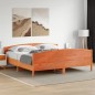 vidaXL Estructura cama con cabecero madera pino marrón cera 180x200 cm