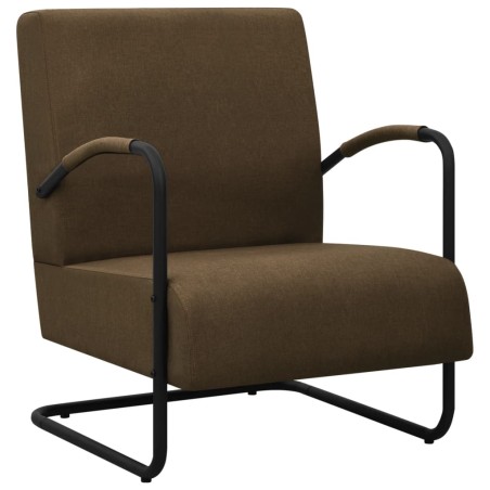 vidaXL Sillón de tela marrón oscuro