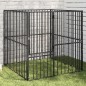 vidaXL Corralito para perros con 4 paneles acero galvanizado negro