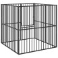 vidaXL Corralito para perros con 4 paneles acero galvanizado negro