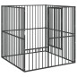 vidaXL Corralito para perros con 4 paneles acero galvanizado negro
