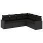 vidaXL Set de sofás de jardín 6 piezas y cojines ratán sintético negro vidaXL Set de sofás de jardín 6 piezas y cojines ratán sintético negro