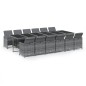 vidaXL Set comedor jardín 13 pzas con cojines ratán sintético gris vidaXL Set comedor jardín 13 pzas con cojines ratán sintético gris