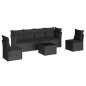 vidaXL Set de comedor de jardín 7 pzas y cojines ratán sintético negro vidaXL Set de comedor de jardín 7 pzas y cojines ratán sintético negro