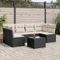 vidaXL Set de comedor de jardín 7 pzas y cojines ratán sintético negro vidaXL Set de comedor de jardín 7 pzas y cojines ratán sintético negro