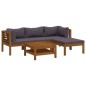 vidaXL Muebles de jardín 5 pzas cojines madera maciza de acacia vidaXL Muebles de jardín 5 pzas cojines madera maciza de acacia