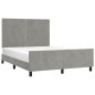 vidaXL Estructura de cama con cabecero terciopelo gris claro 140x190cm vidaXL Estructura de cama con cabecero terciopelo gris claro 140x190cm