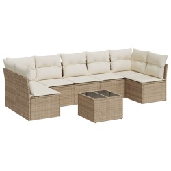 vidaXL Juego de sofás de jardín con cojines beige 8 pzas ratán PE
