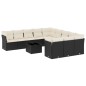 vidaXL Set de sofás de jardín 12 piezas cojines ratán sintético negro vidaXL Set de sofás de jardín 12 piezas cojines ratán sintético negro