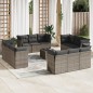 vidaXL Set sofás de jardín con cojines 13 piezas ratán sintético gris vidaXL Set sofás de jardín con cojines 13 piezas ratán sintético gris