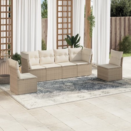 vidaXL Juego de sofás jardín con cojines 6 pzas ratán sintético beige
