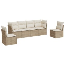 vidaXL Juego de sofás jardín con cojines 6 pzas ratán sintético beige