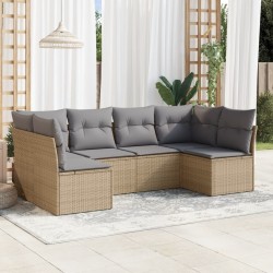 vidaXL Juego de sofás jardín con cojines 6 pzas ratán sintético beige