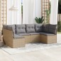vidaXL Juego de sofás jardín con cojines 6 pzas ratán sintético beige vidaXL Juego de sofás jardín con cojines 6 pzas ratán sintético beige