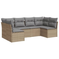vidaXL Juego de sofás jardín con cojines 6 pzas ratán sintético beige