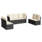 vidaXL Set de comedor de jardín 7 pzas y cojines ratán sintético negro vidaXL Set de comedor de jardín 7 pzas y cojines ratán sintético negro