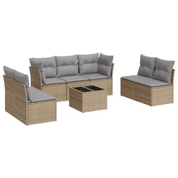 vidaXL Juego de sofás de jardín con cojines beige 8 pzas ratán PE