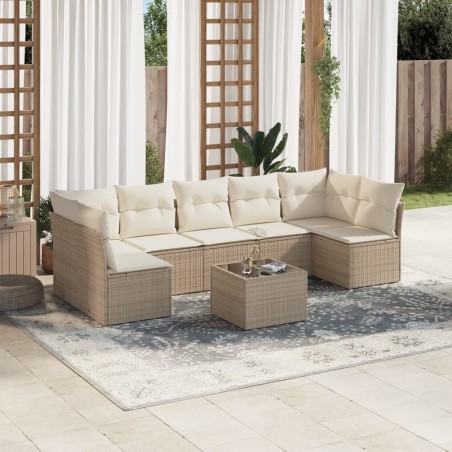 vidaXL Juego de sofás de jardín con cojines beige 8 pzas ratán PE