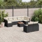 vidaXL Set de sofás de jardín 10 pzas cojines ratán sintético negro vidaXL Set de sofás de jardín 10 pzas cojines ratán sintético negro