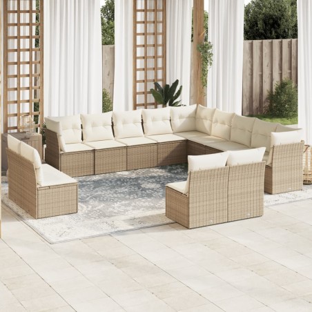 vidaXL Set de sofás de jardín 12 pzas y cojines ratán sintético marrón