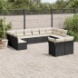 vidaXL Set de sofás de jardín 12 piezas cojines ratán sintético negro vidaXL Set de sofás de jardín 12 piezas cojines ratán sintético negro