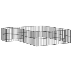vidaXL Corralito para perros con 16 paneles acero galvanizado negro