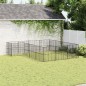 vidaXL Corralito para perros con 16 paneles acero galvanizado negro
