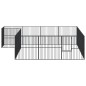 vidaXL Corralito para perros con 16 paneles acero galvanizado negro