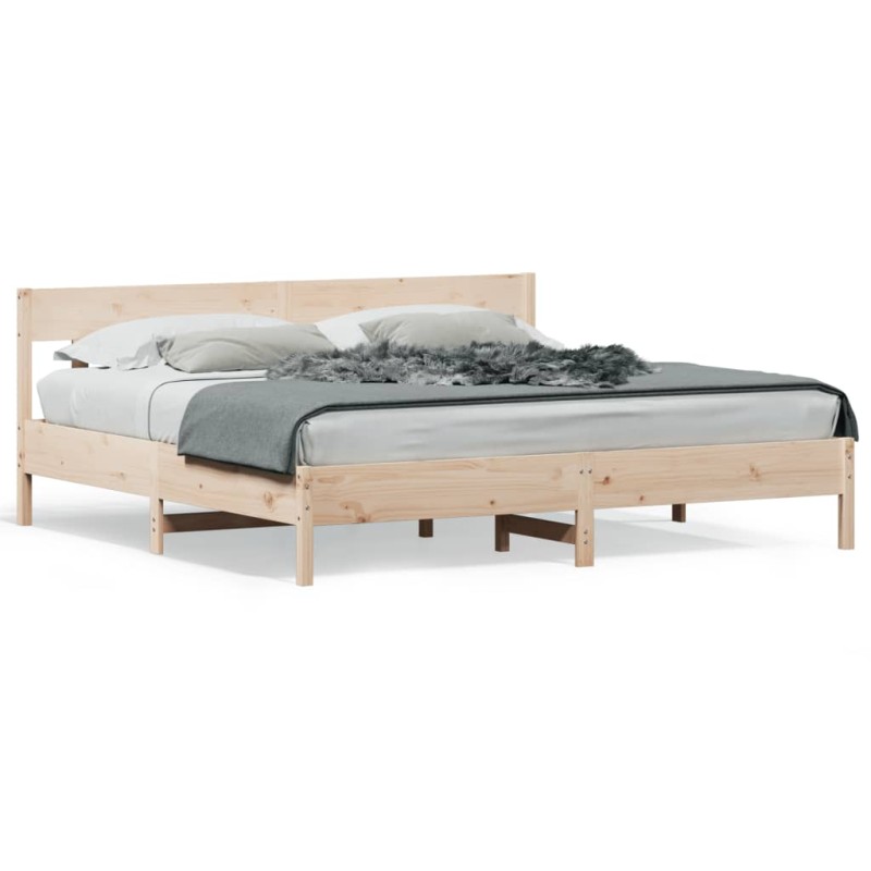 vidaXL Estructura de cama con cabecero madera maciza pino 180x200 cm vidaXL Estructura de cama con cabecero madera maciza pino 180x200 cm