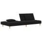 vidaXL Sofá cama de 2 plazas con dos almohadas tela negro vidaXL Sofá cama de 2 plazas con dos almohadas tela negro