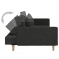 vidaXL Sofá cama de 2 plazas con dos almohadas tela negro vidaXL Sofá cama de 2 plazas con dos almohadas tela negro