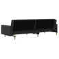 vidaXL Sofá cama de 2 plazas con dos almohadas tela negro vidaXL Sofá cama de 2 plazas con dos almohadas tela negro