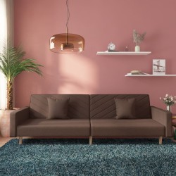 vidaXL Sofá cama de 2 plazas con dos almohadas tela gris taupe