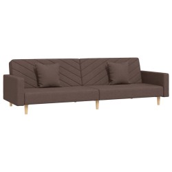 vidaXL Sofá cama de 2 plazas con dos almohadas tela gris taupe