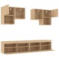 vidaXL Muebles de TV de pared con luces LED 6 piezas roble sonoma