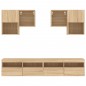vidaXL Muebles de TV de pared con luces LED 6 piezas roble sonoma
