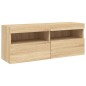 vidaXL Muebles de TV de pared con luces LED 6 piezas roble sonoma